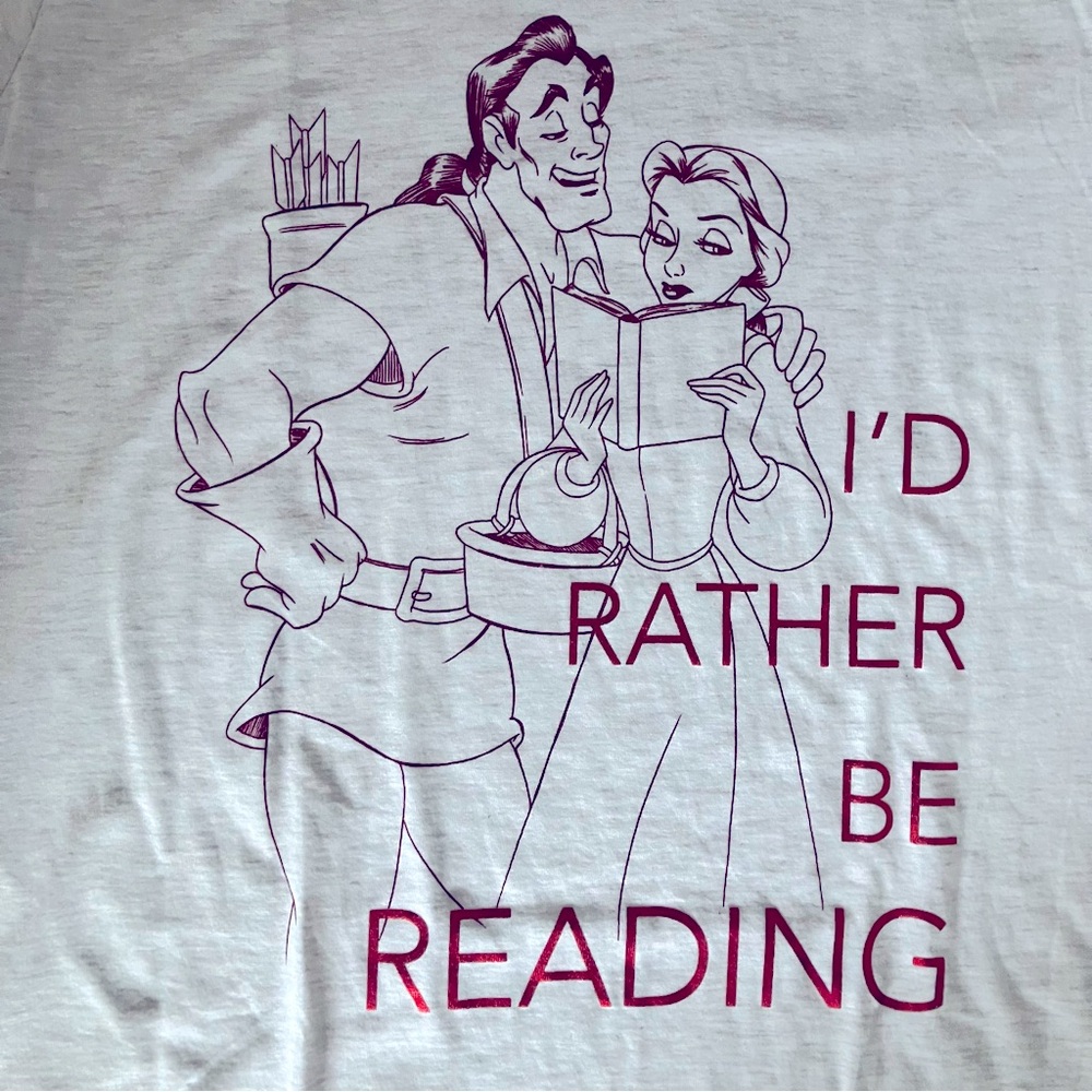 NWOT Disney Belle Beauty and the Beast “I’d Rather be Reading” Ringer tee